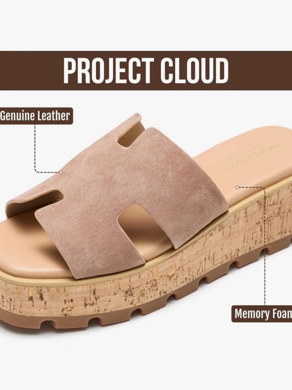 PROJECT CLOUD (MILA) LEATHER WEDGE PLATFORM SANDAL size 6.5 - Picture 3 of 9